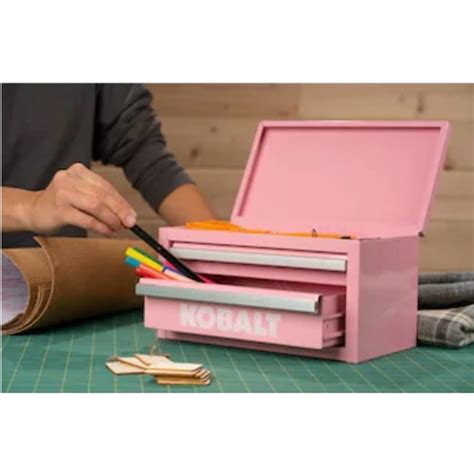 kobalt mini friction 2 drawer pink steel tool box|kobalt mini box.